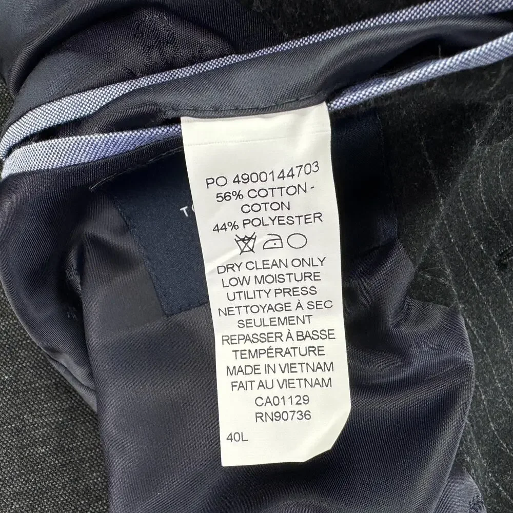 Tommy Hilfiger Mens Modern Fit Cotton Blend Pinstripe Suit Jacket Charcoal 40L